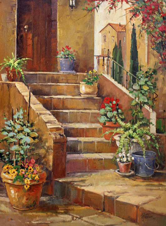 Old Porch in Pienza, 40 x 30 oil