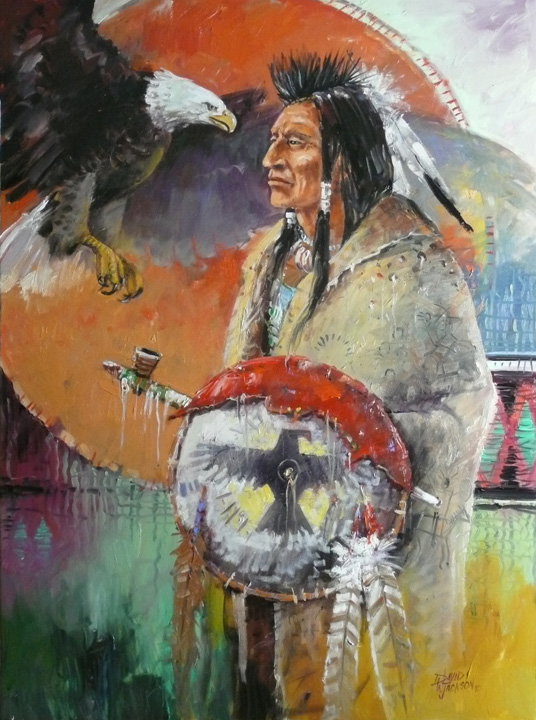 Spotted Eagle, 40 x 30 oil